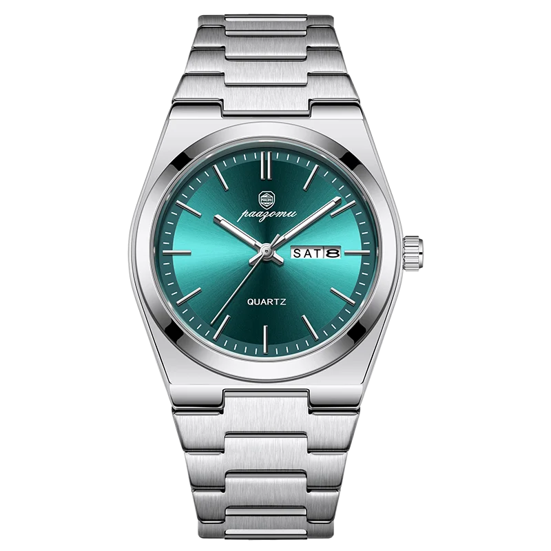 Stainless Steel Watch Luminous Date — Teal | KIMLUD