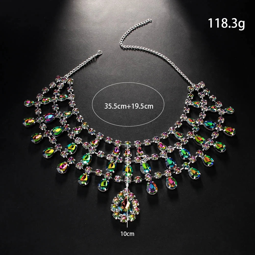 Exaggarete Multilayer Necklace Choker Wedding Decoration Gift 2025 Dramatic Water Drop Crystal Chunky Choker for Bridal Austrian