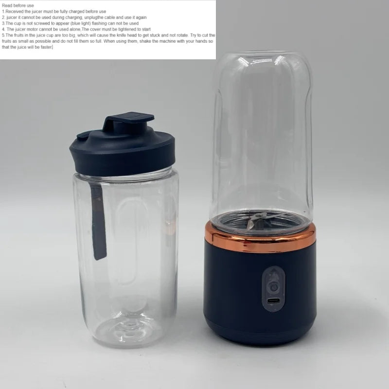 Portable Blenders 6Blade Fruit Juicer Machine Multifunction Dual Cup Juicer USB Charging Household Orange Juicer Milkshake Mixer
