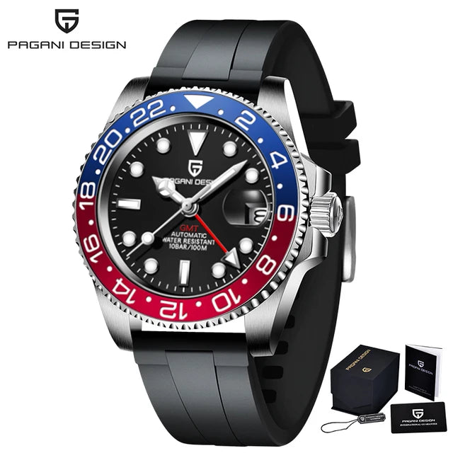 PAGANI DESIGN New NH34 Fully Automatic Mechanical Watch Men's Luxury Sapphire Glass 40MM Ceramic bezel GMT Watch 100M Waterproof