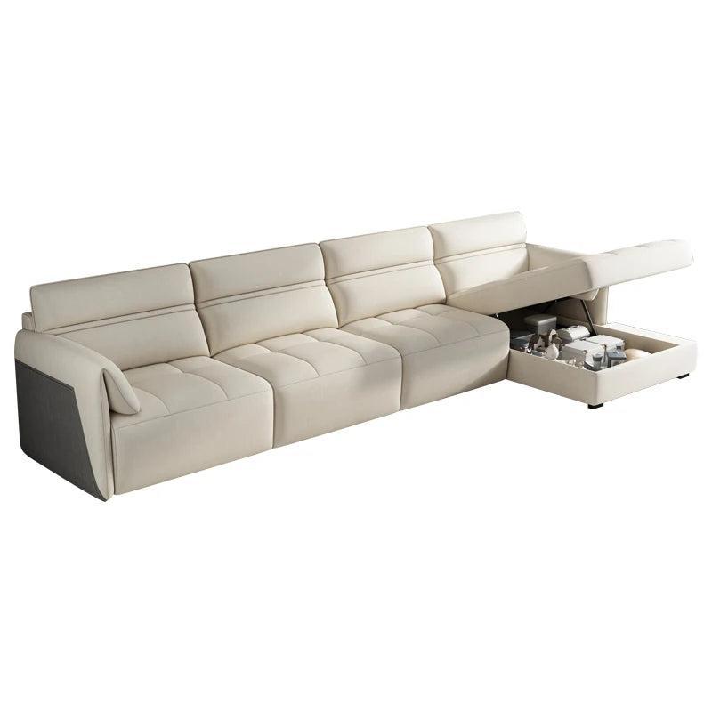 Multifunctional Storage Sofa With Concealed Storage And Sofa Bed — Creamy Ivory | KIMLUD