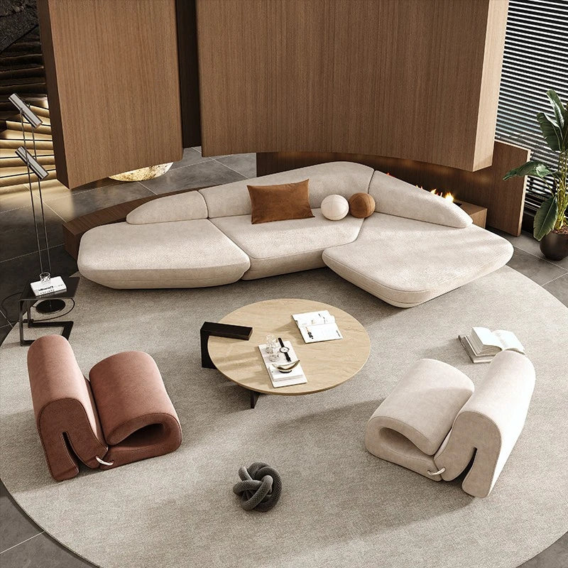 Curved Luxury Sofa For Reception And Living Spaces — Ivory-Cream | KIMLUD