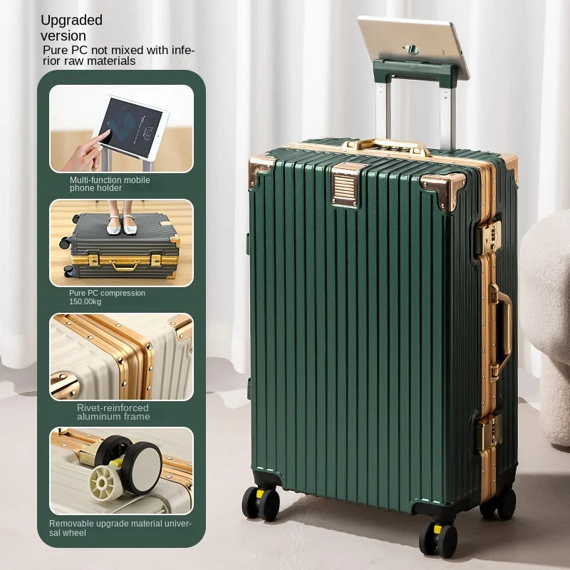 Aluminum Frame Lightweight Travel Suitcase — White | KIMLUD