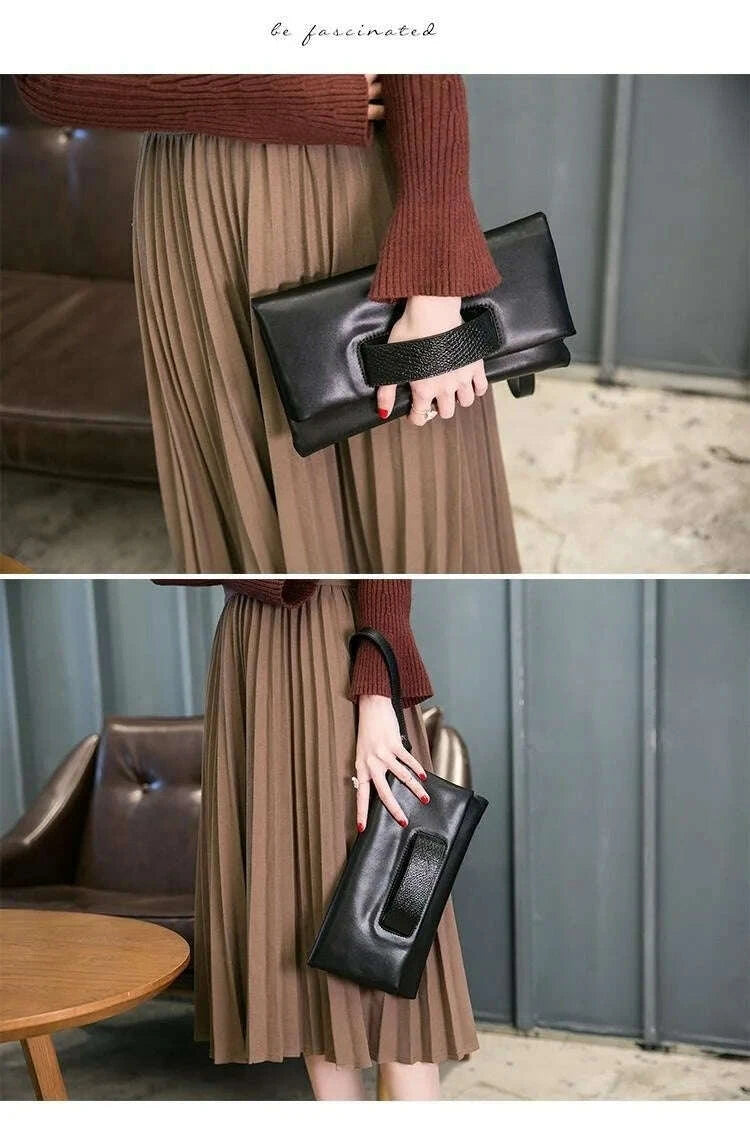 KIMLUD, Designer bag clutch party purse bag genuine leather women large big dumplings crimping pillow bag  pouch Cloud Bags, KIMLUD Womens Clothes