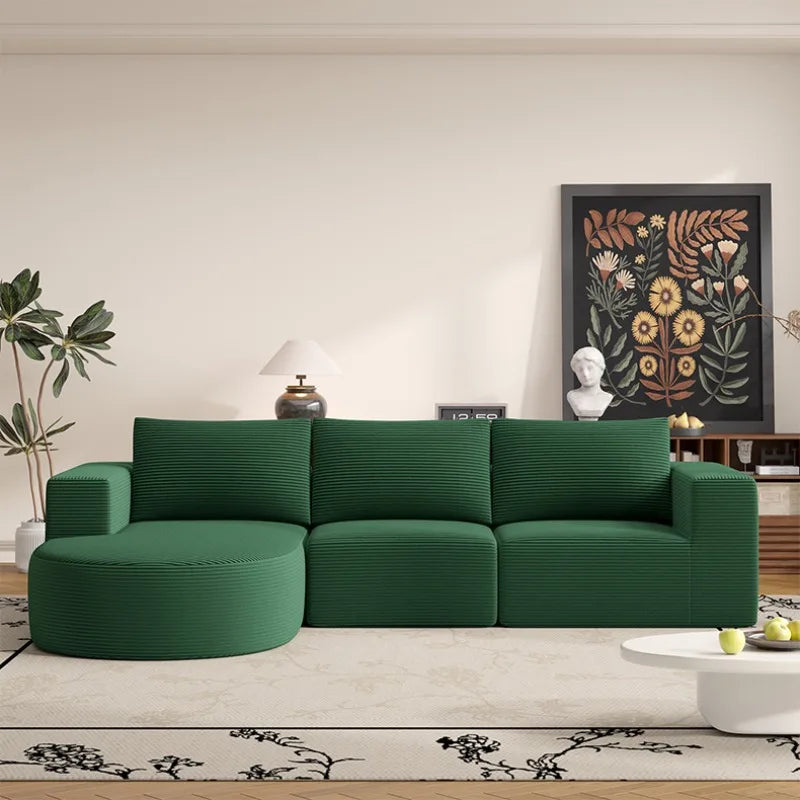 Corduroy Two-Seater Sofa With Italian Minimalist Lines And Subtle Depth — Blue | KIMLUD