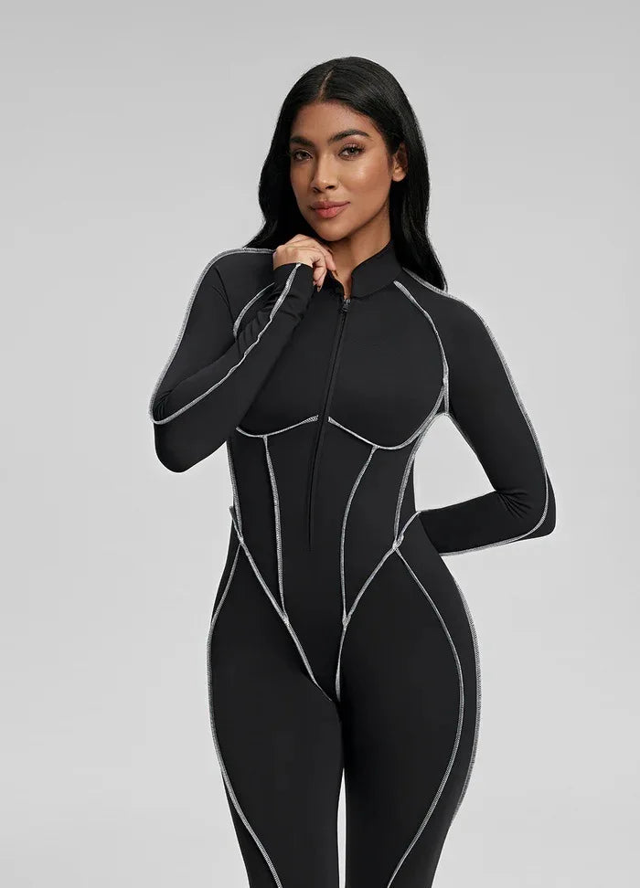 Jumpsuit – Chest Cushion – Nylon Elastane – Striped | KIMLUD