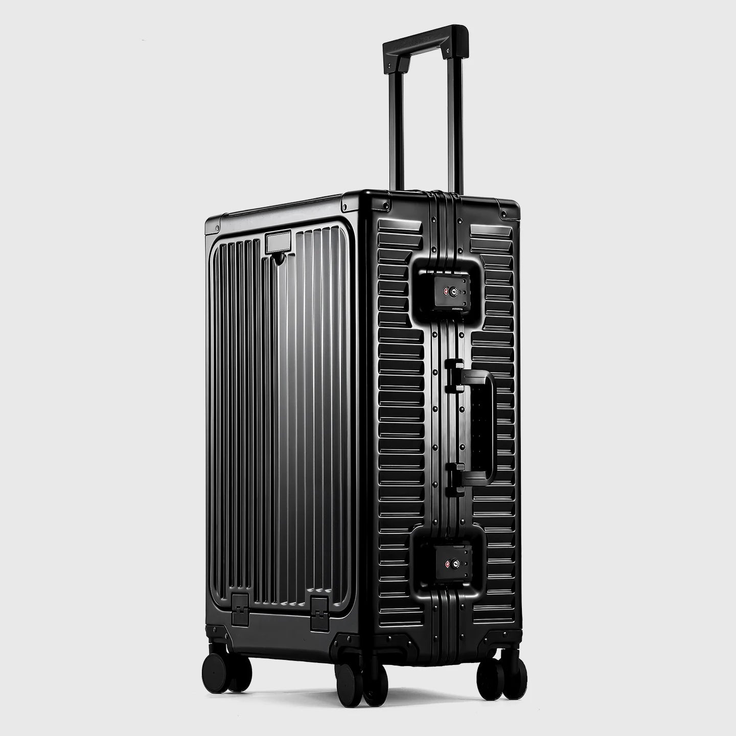 SUSHIMU 20-inch all-aluminum-magnesium alloy luggage with front opening, trolley suitcase, carry-on suitcase, metal travel