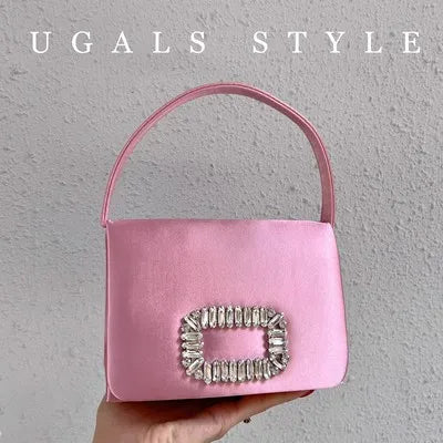 Crystal-Embellished Satin Evening Bag Tassel — Crystal | KIMLUD