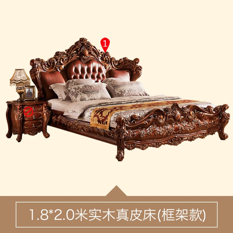 European Simple Bed Leather Princess Adult Aesthetics Design Square Bed Bedroom Queen Sleeping Muebles Lounge Suite Furniture