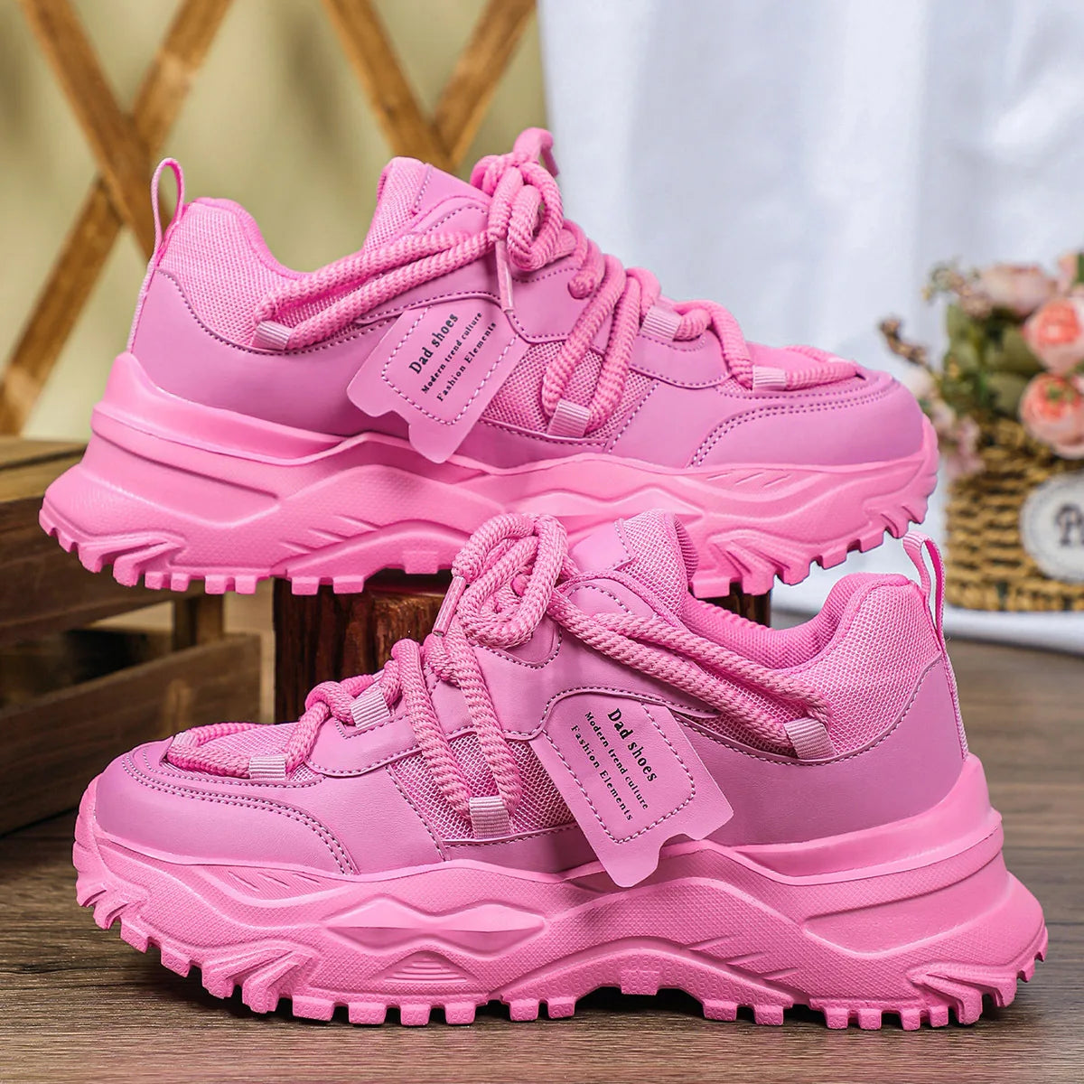 Platform Air Mesh Sneakers With Thick Sole — Yellow | KIMLUD