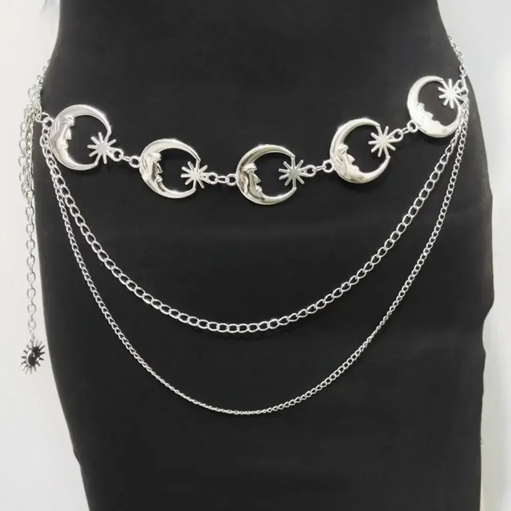 Metal Waist Chain Belt Punk Hip Hop Style — Gold | KIMLUD