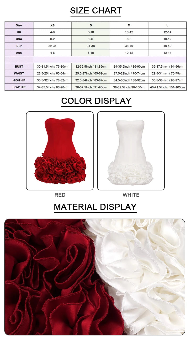 Bandage Mini Dress Strapless With Floral Lace Back — Crimson Red | KIMLUD