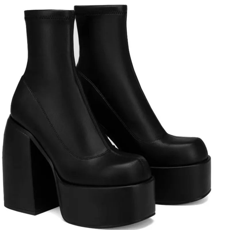 Mid-Calf Boots – Square Toe – Leather | KIMLUD