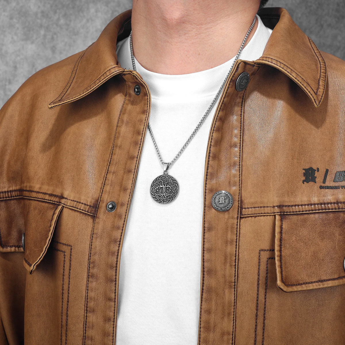 Double Side Tree of Life Men Necklaces With Pendant Stainless Steel Jewelry For Male Women Punk Accessories Gifts Wholesale