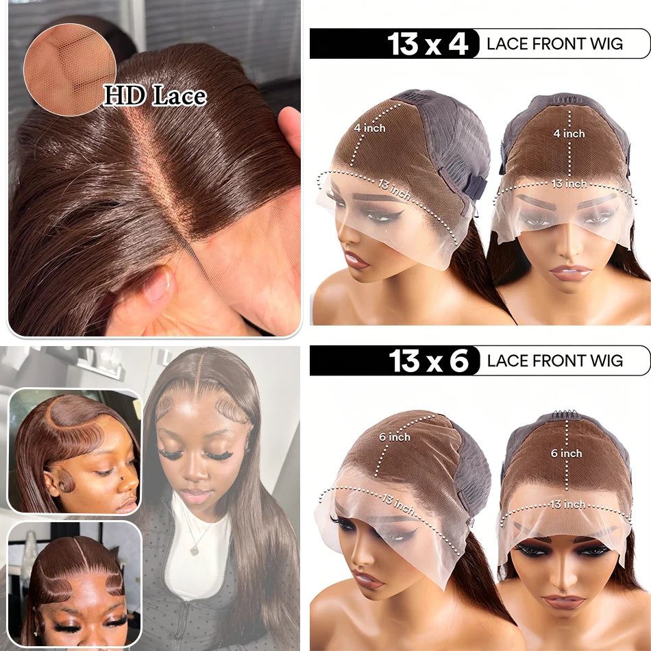 Lace Front Wig – 13x4 Straight – Remy Hair – Chocolate Brown | KIMLUD