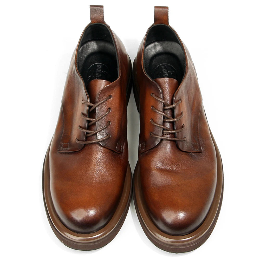 Genuine leather Men's formal shoes Retro Man Leather shoes Luxury Quality Wedding Social Shoes Male Business Shoes Handmade 2025