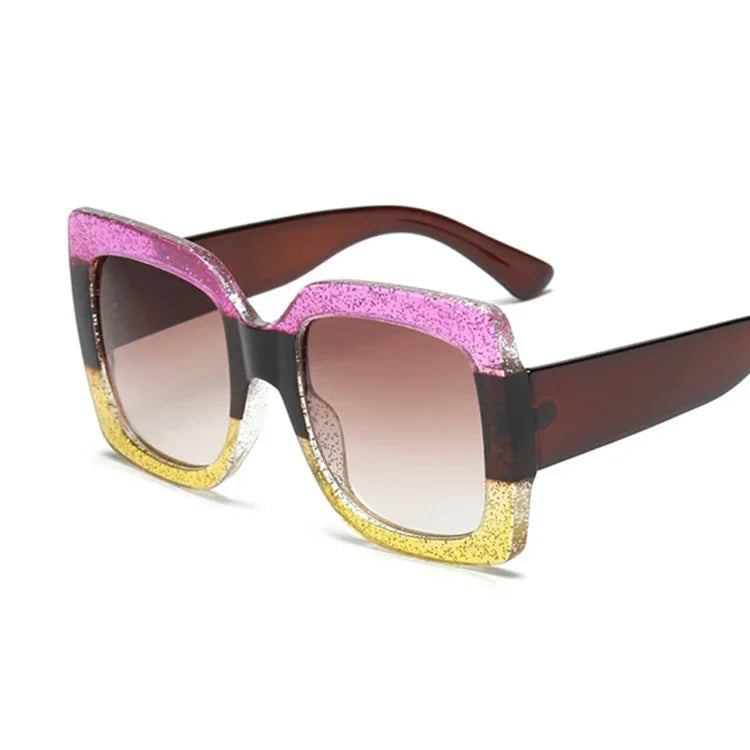 Oversized Glitter Plastic Sunglasses — Multicolor | KIMLUD