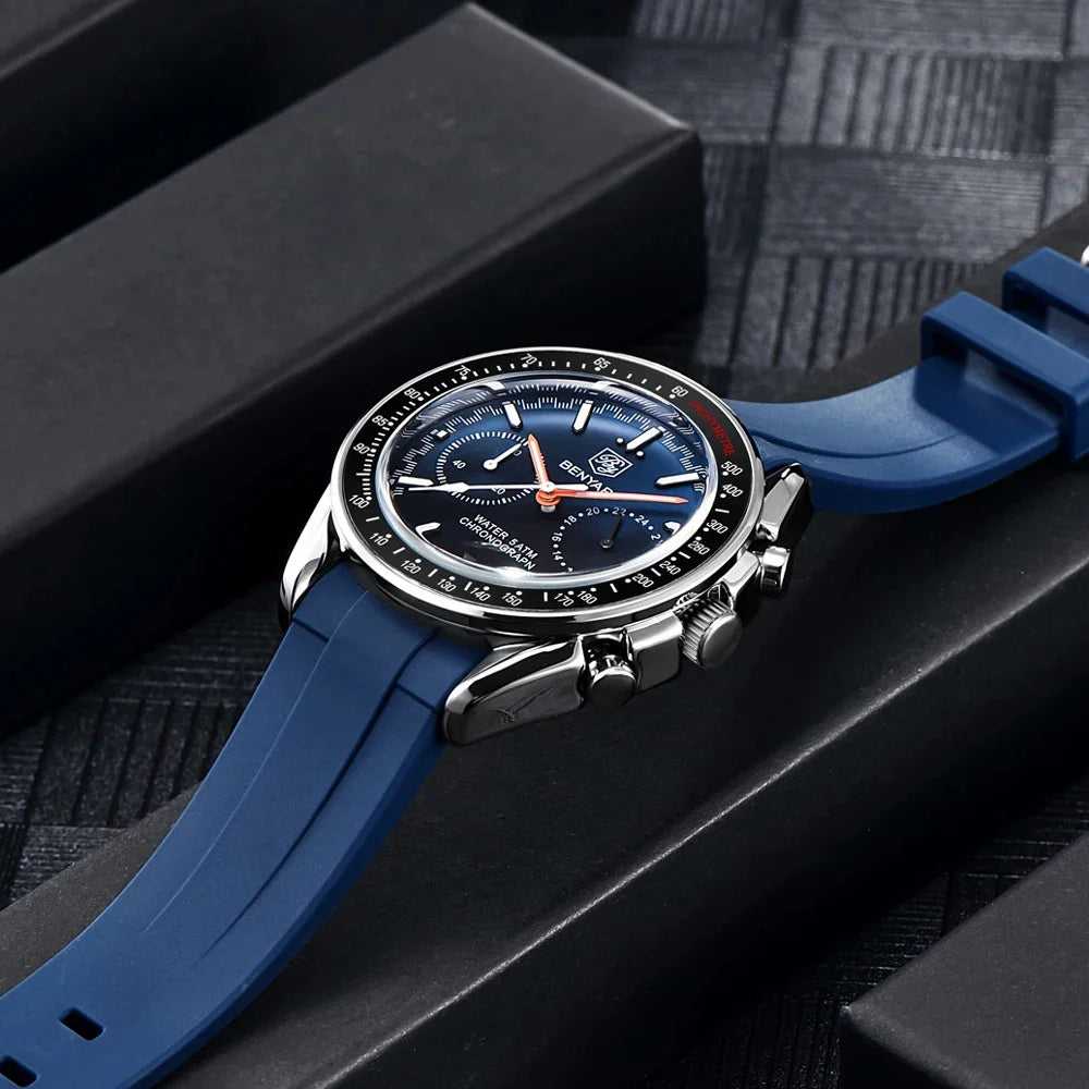 BENYAR Mens Watches Top Luxury Moon Watch For Men Quartz Chronograph Waterproof Military Sports Luminous Clock Reloj Hombre