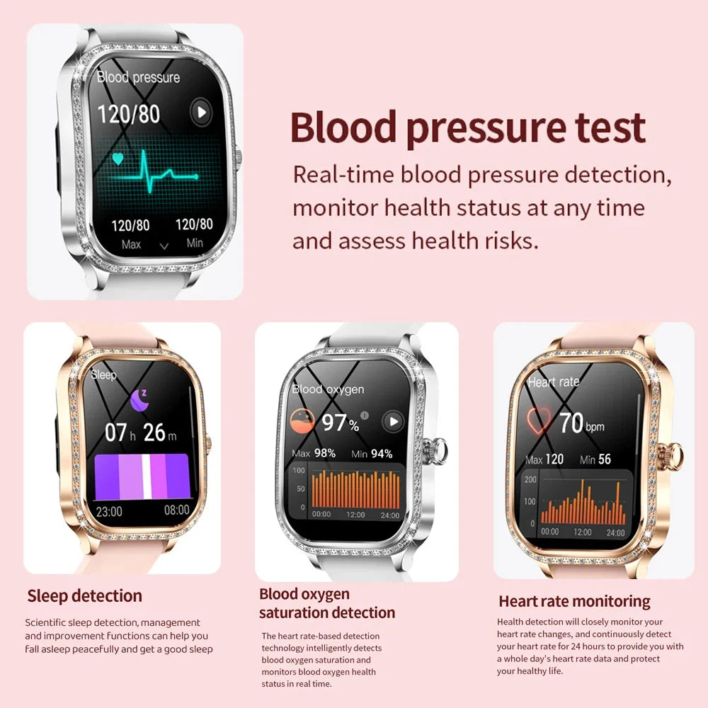 KIMLUD, 2025 New Lady Smart Watch Women AMOLED Curved Screen IP68 Waterproof Health Call Smartwatch For Samsung Huawei Apple Watch 4 ios, KIMLUD Womens Clothes