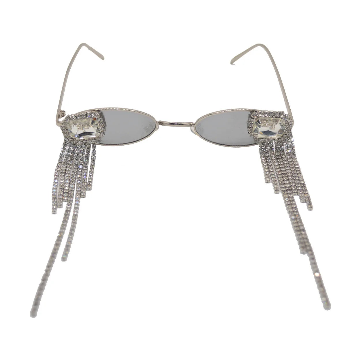 Metallic Silver Oval Frame Sunglasses — Silver | KIMLUD