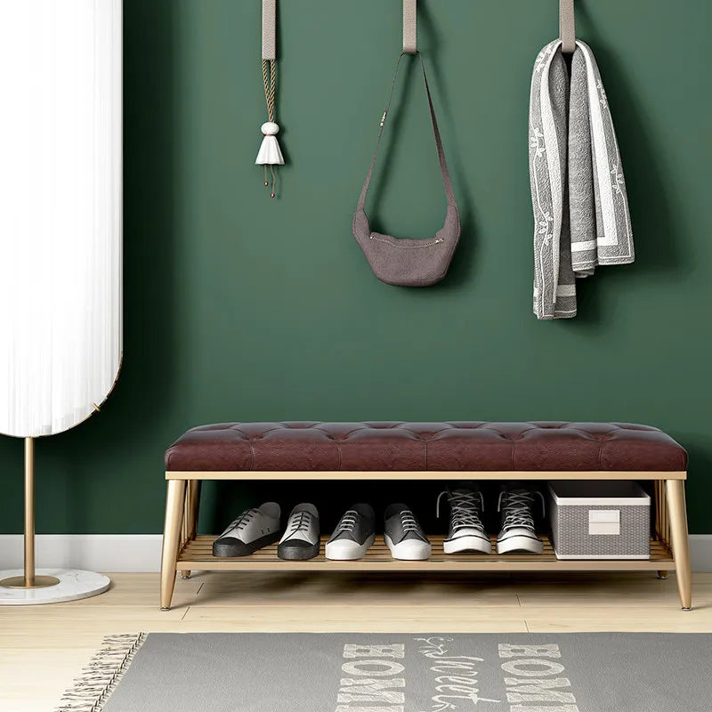 Modern Entryway Metal Shoe Cabinet Luxury Living Room Sofa Stool with Cushion Scandinavian Changing Stool Home Hall Furniture