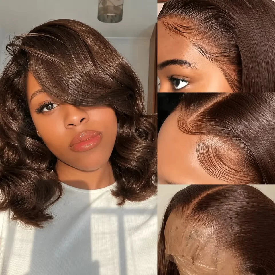 HD Lace Frontal Wig–13x4 Bob Wave–Human Hair–Natural Color | KIMLUD