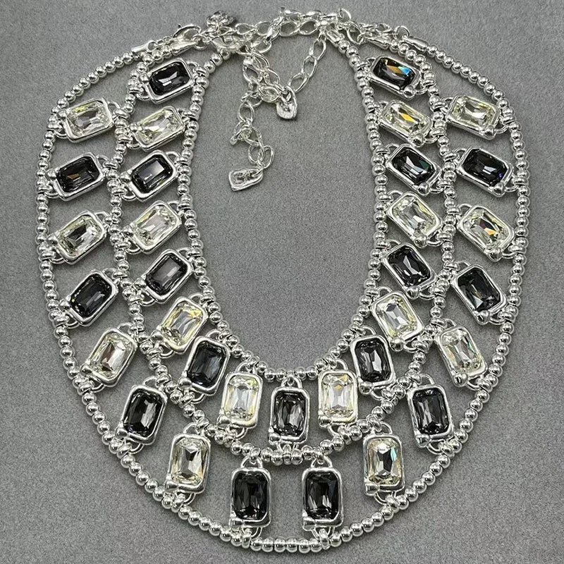 2025 Summer New Bestseller Shiny and Beautiful Blue Crystal Necklace, Women's Jewelry Gift