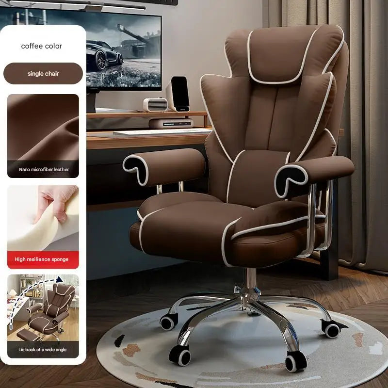Ergonomic Kneeling Office Chair Cortex Upholstery With Contoured Backrest And Five-Star Mobility — Cream Ivory | KIMLUD