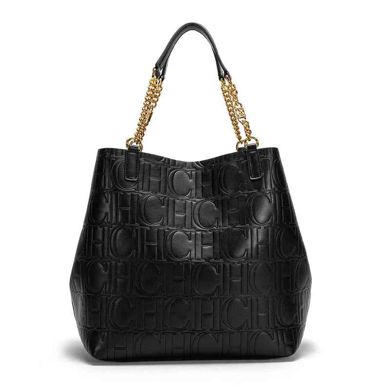 PU Leather Shoulder Bag Casual Large Capacity — Black | KIMLUD
