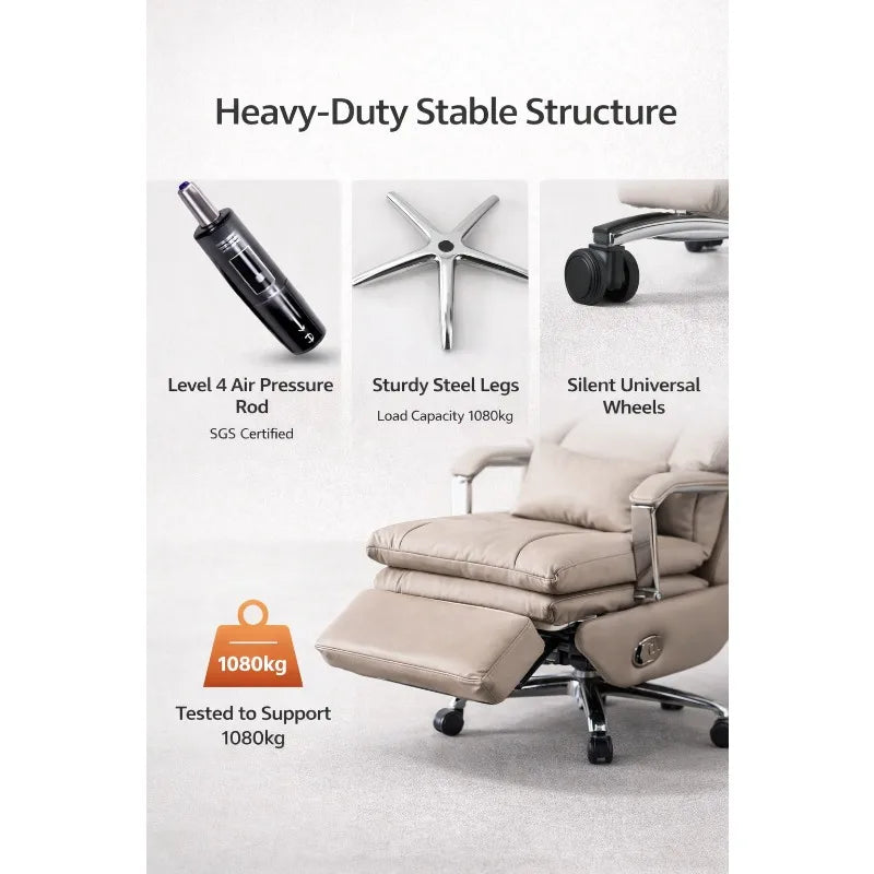Office Chair – Electric Reclining With Lumbar Support – Leather | KIMLUD