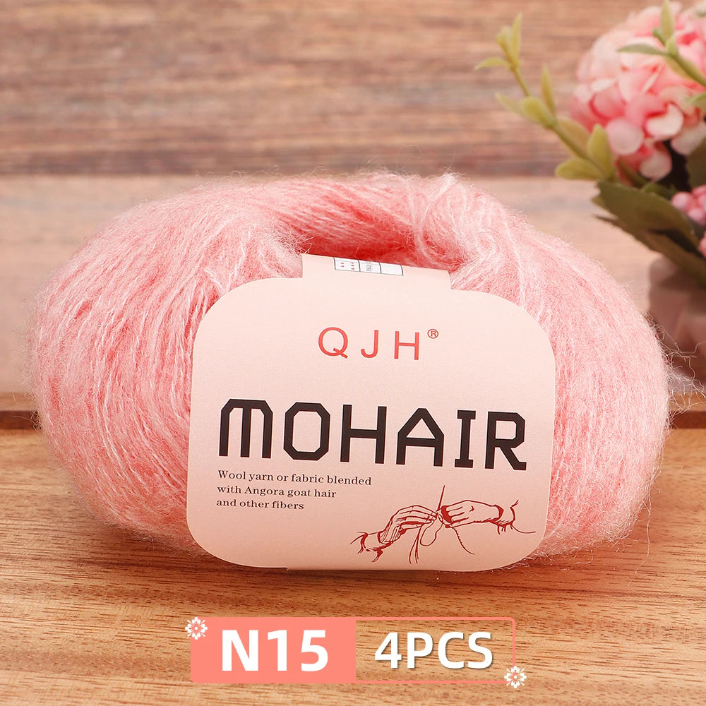 Mohair Yarn Set 4-Skein Bundle, 130m Each — Multicolor | KIMLUD