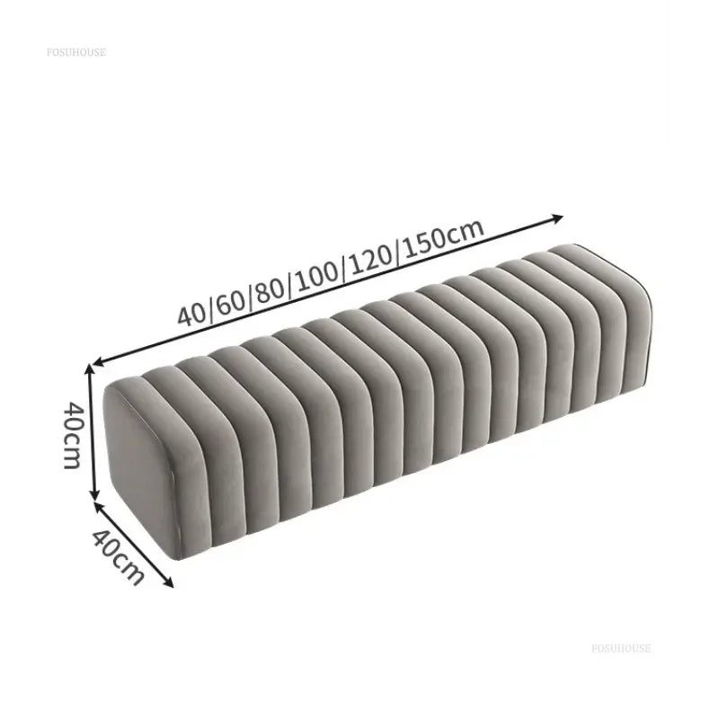 Nordic Minimalist Fabric Stool Shoe-Changing Hallway Bench With Soft Padded Seat — Light Gray | KIMLUD