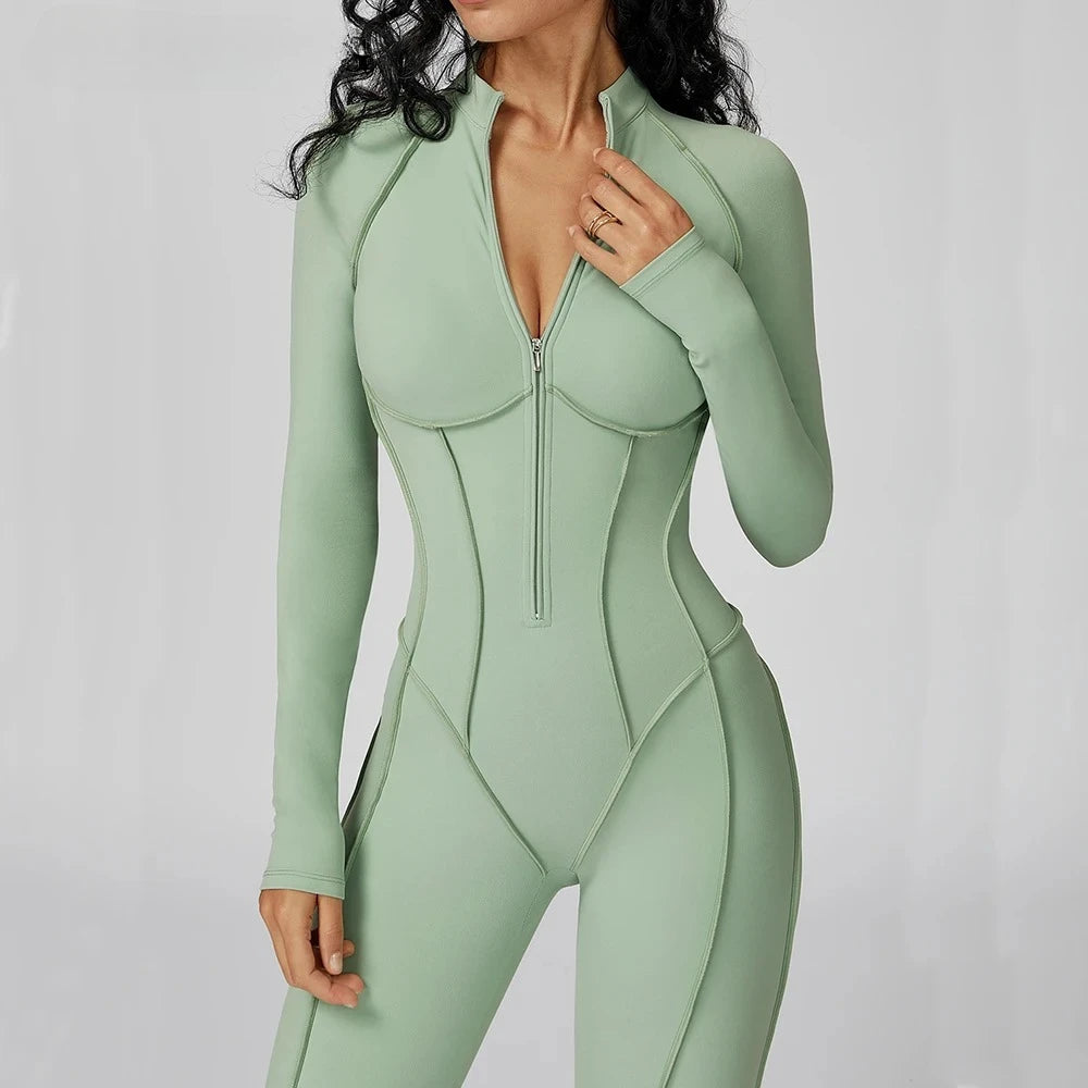 Jumpsuit - Zipper - Nylon Spandex | KIMLUD