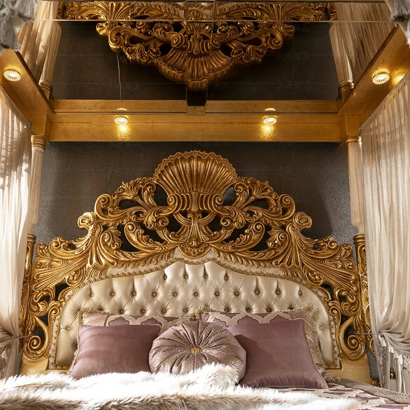 Wooden Bed With Romantic Detailing — Ivory | KIMLUD