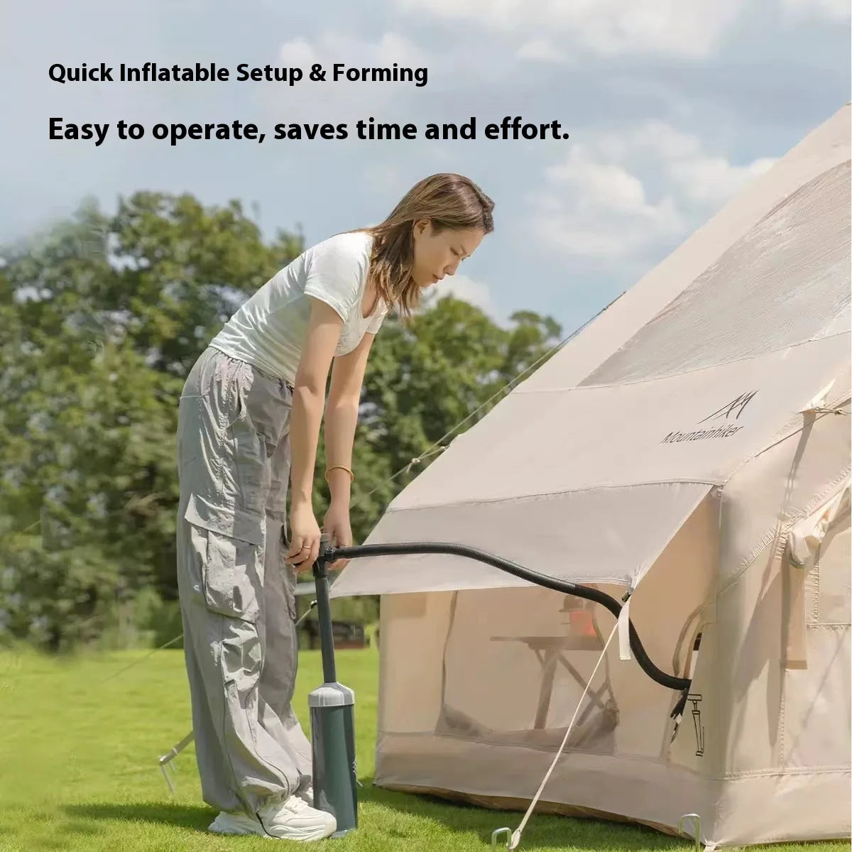 MOUNTAINHIKER Extra Large 3-6 Person Inflatable Family Camping Tent with High-Quality Windproof and Spacious Interior