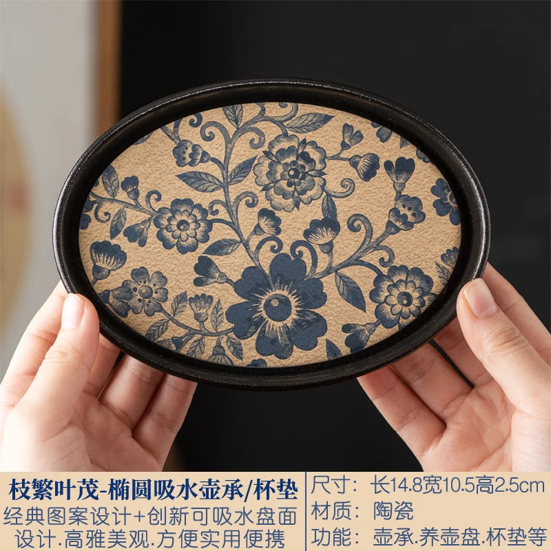 Ceramic Tea Tray Small Minimalist Rectangular — Ivory | KIMLUD