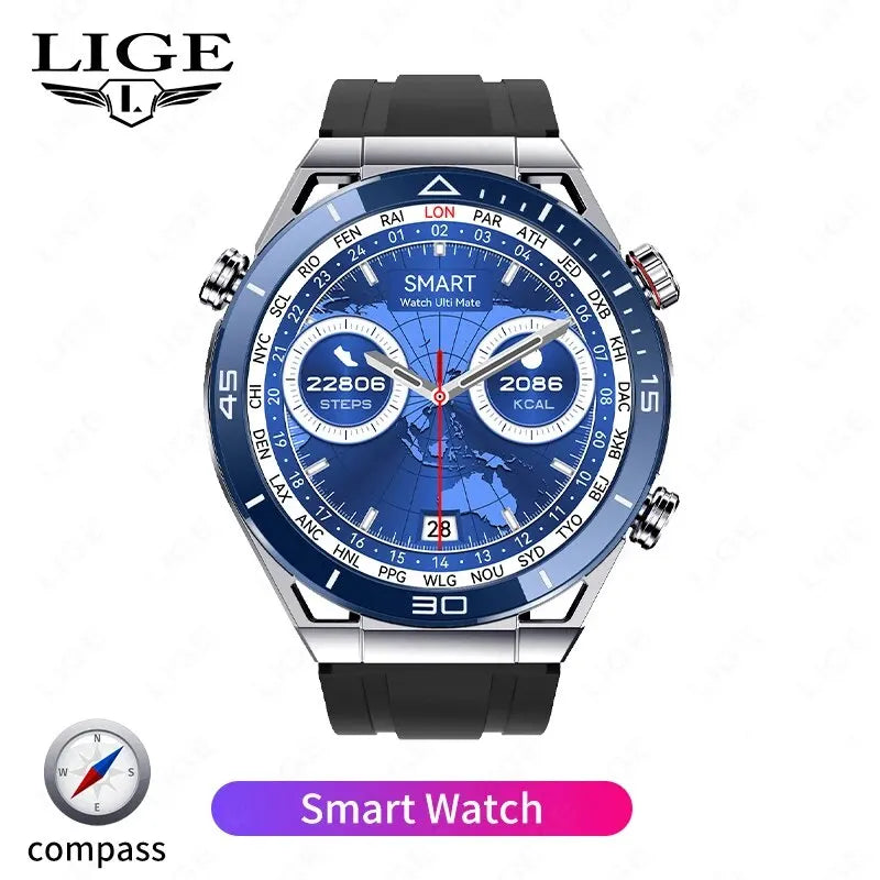 2024 LIGE NFC ECG PPG Bluetooth Call Smartwatch GPS Tracker Motion Bracelet Fitness For Huawei Watches Ultimate Smart Watch Men