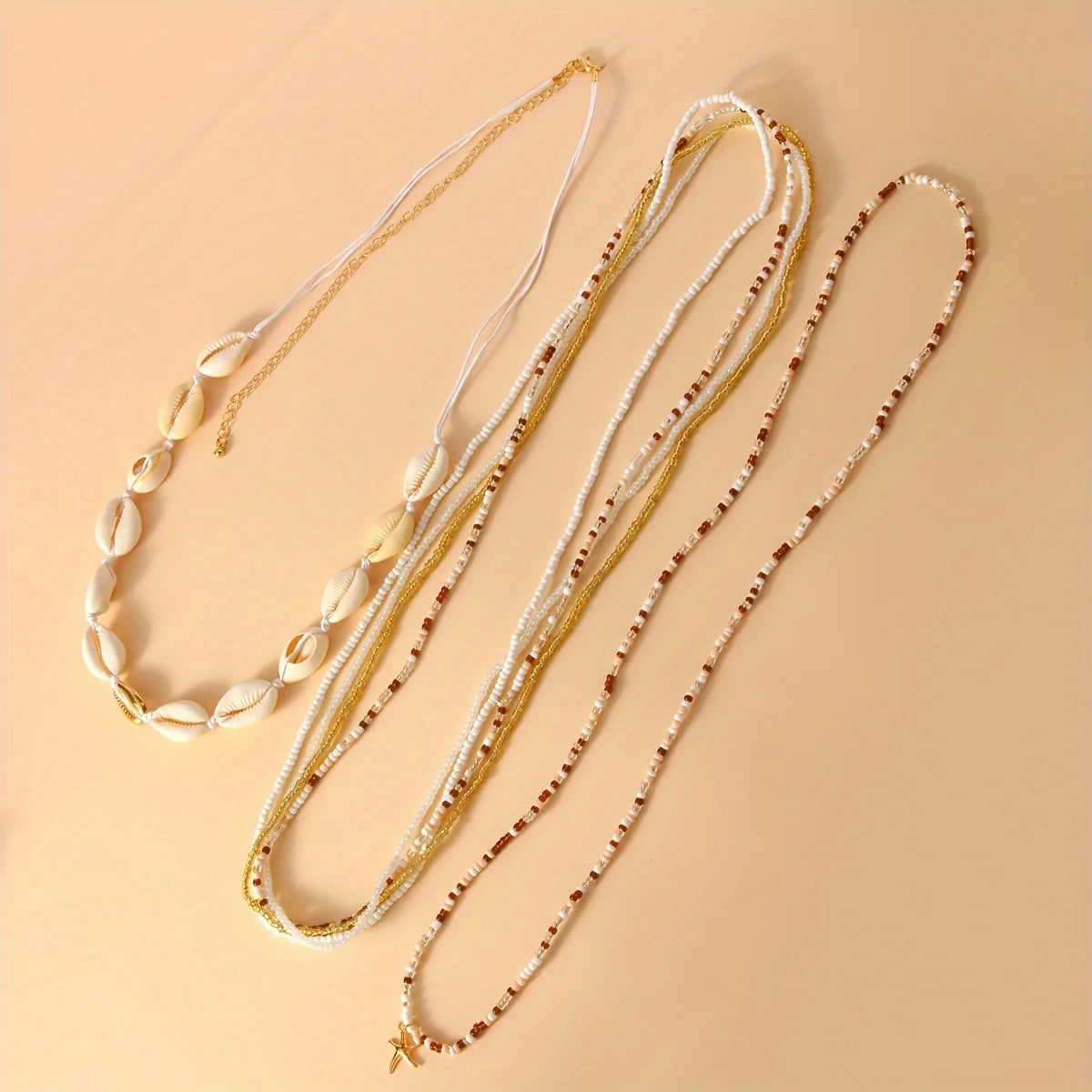 6Pcs Boho Starfish Pendant Seed Bead Beaded Waist Chain for Women Girls Beach Bikini Elastic Belly Belt Body Jewelry Accessories