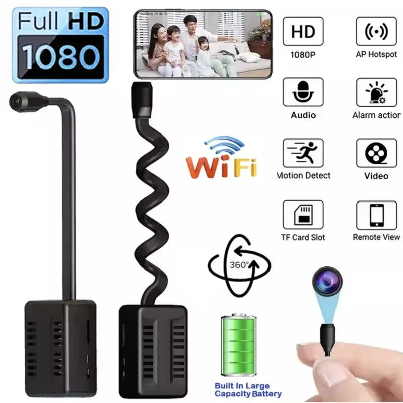 Mini Wifi HD 1080P Surveillance Camera with Adjustable Lens Remote Monitoring Home Security Wireless IP Camera Loop Record Cam