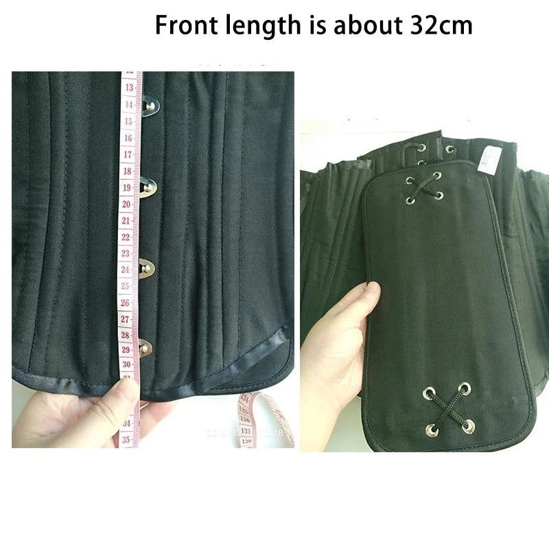 Women Corset Bustier Underbust Wasit Trainer Shapwear Lace Up Double Steel Boned Cotton Lengthened Bodice Control Girdle Belts