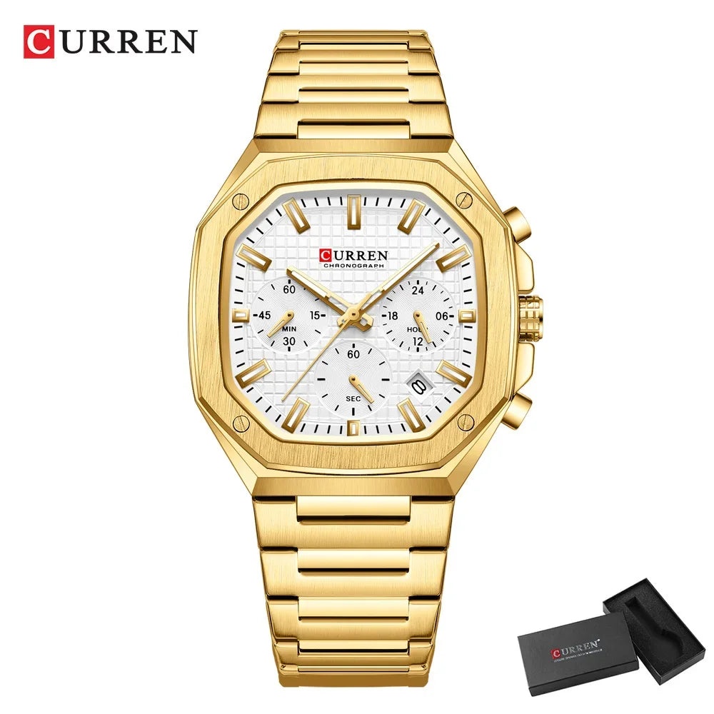 CURREN Men Watch Top Brand Luxury Sports Quartz Mens Watches Full Steel Waterproof Chronograph Wristwatch Men Relogio Masculino