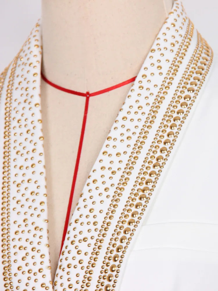 ZOCI Fashion Women's BlazerFashion New Hot Metal Belt Green Fruit Collar Medium Long Quality Women's Suit Jacket 2025 Spring New