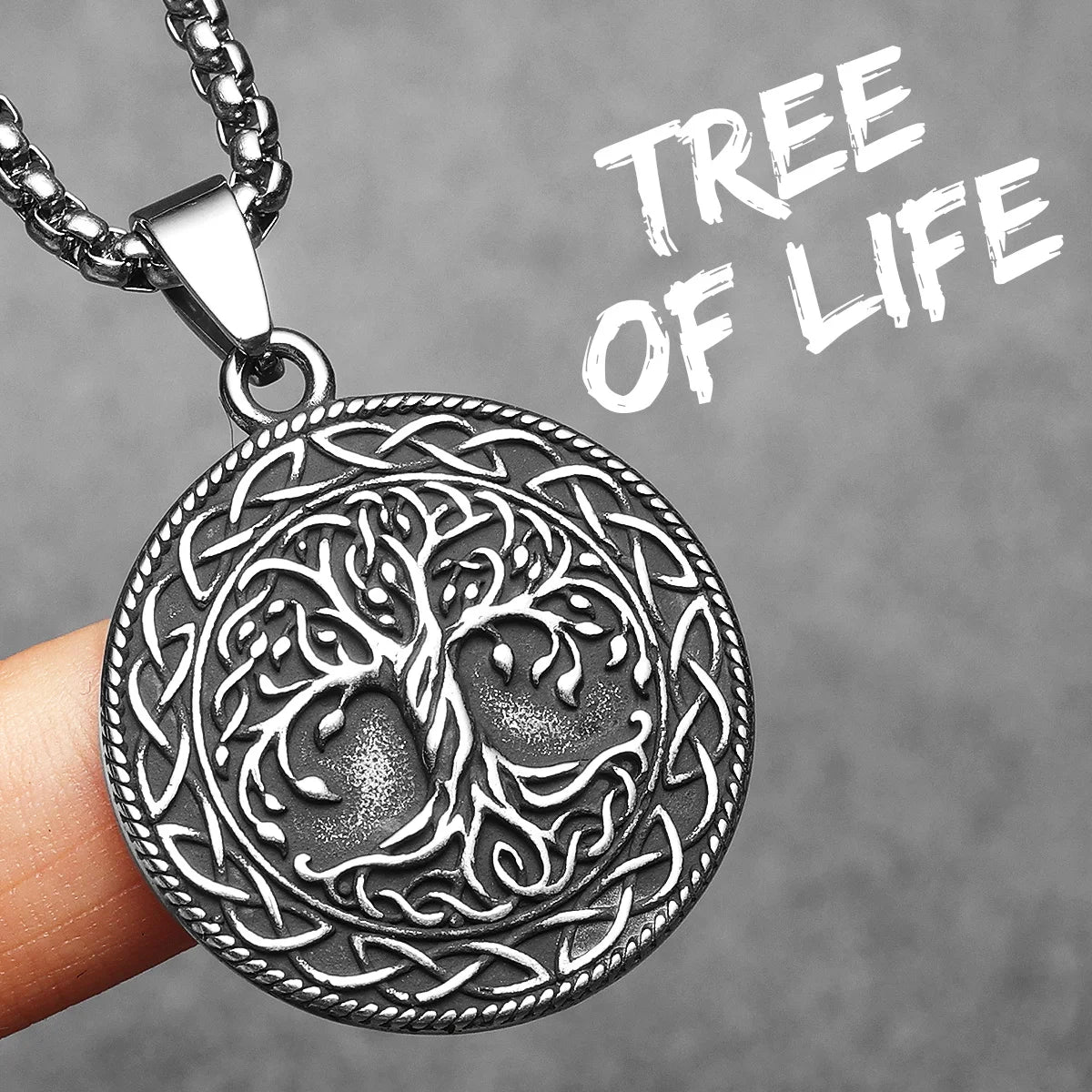 Double Side Tree of Life Men Necklaces With Pendant Stainless Steel Jewelry For Male Women Punk Accessories Gifts Wholesale