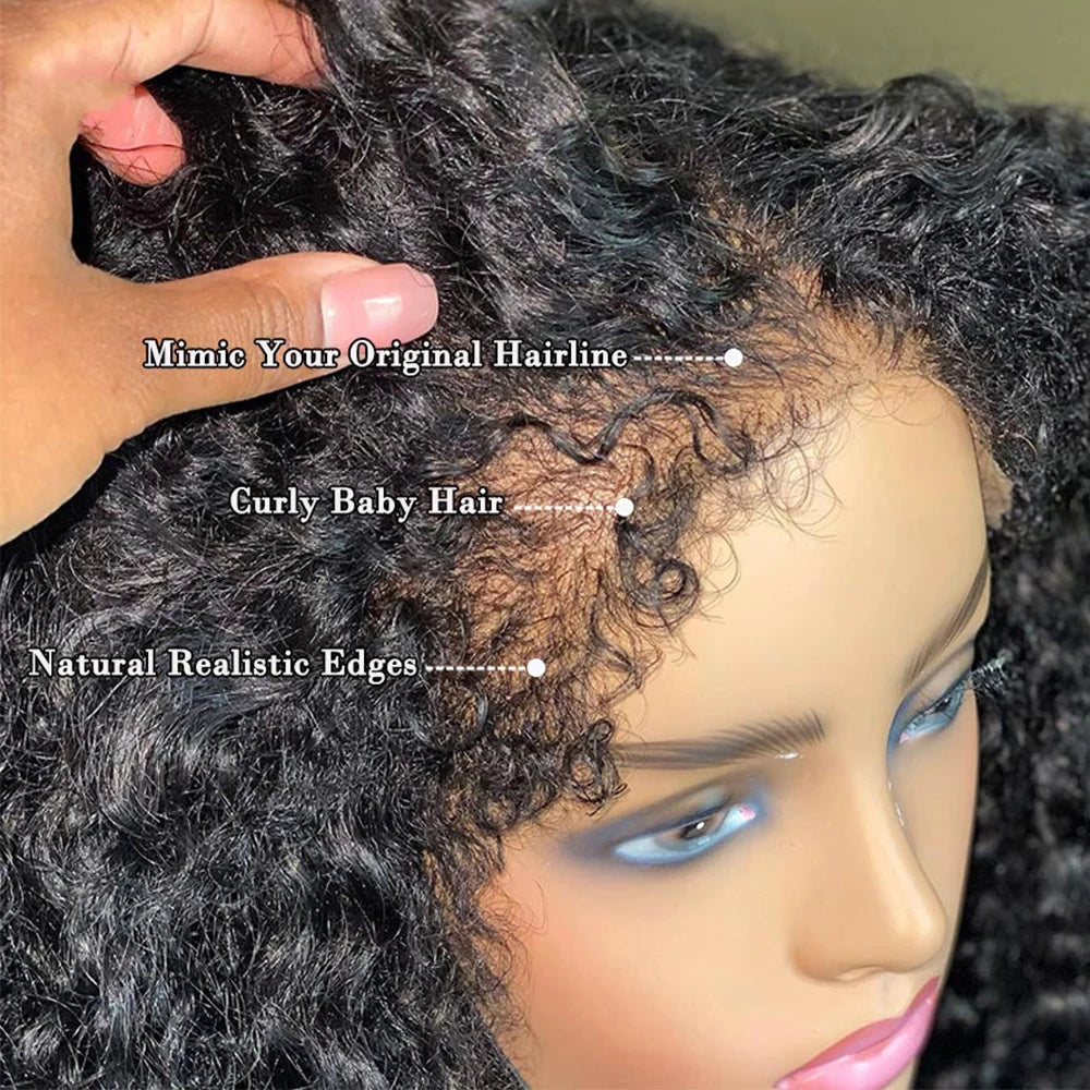 Lace Front Wig – Short Bob Kinky Curly – Remy Hair – Transparent | KIMLUD