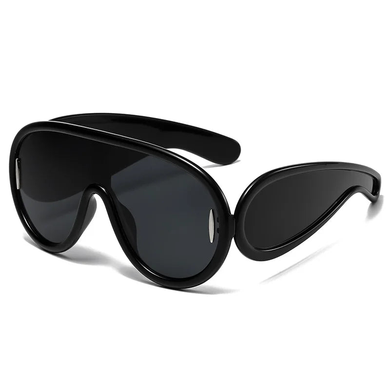 Vintage Round Sunglasses Exaggerated Circular Frames — Black | KIMLUD