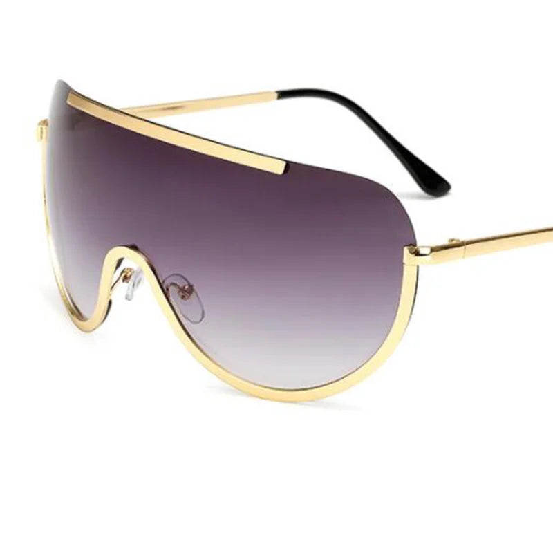 Oversized Punk Sunglasses Metal Frame — Black | KIMLUD