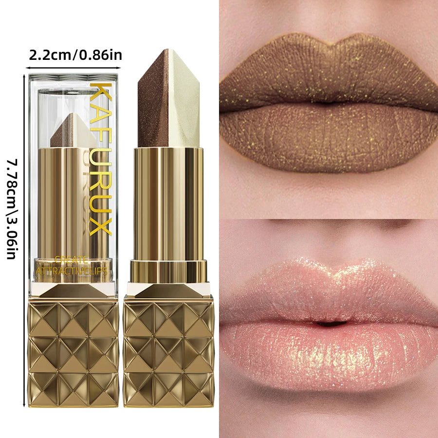 Glitter Two-Tone Lipstick Matte — Rose Mauve | KIMLUD