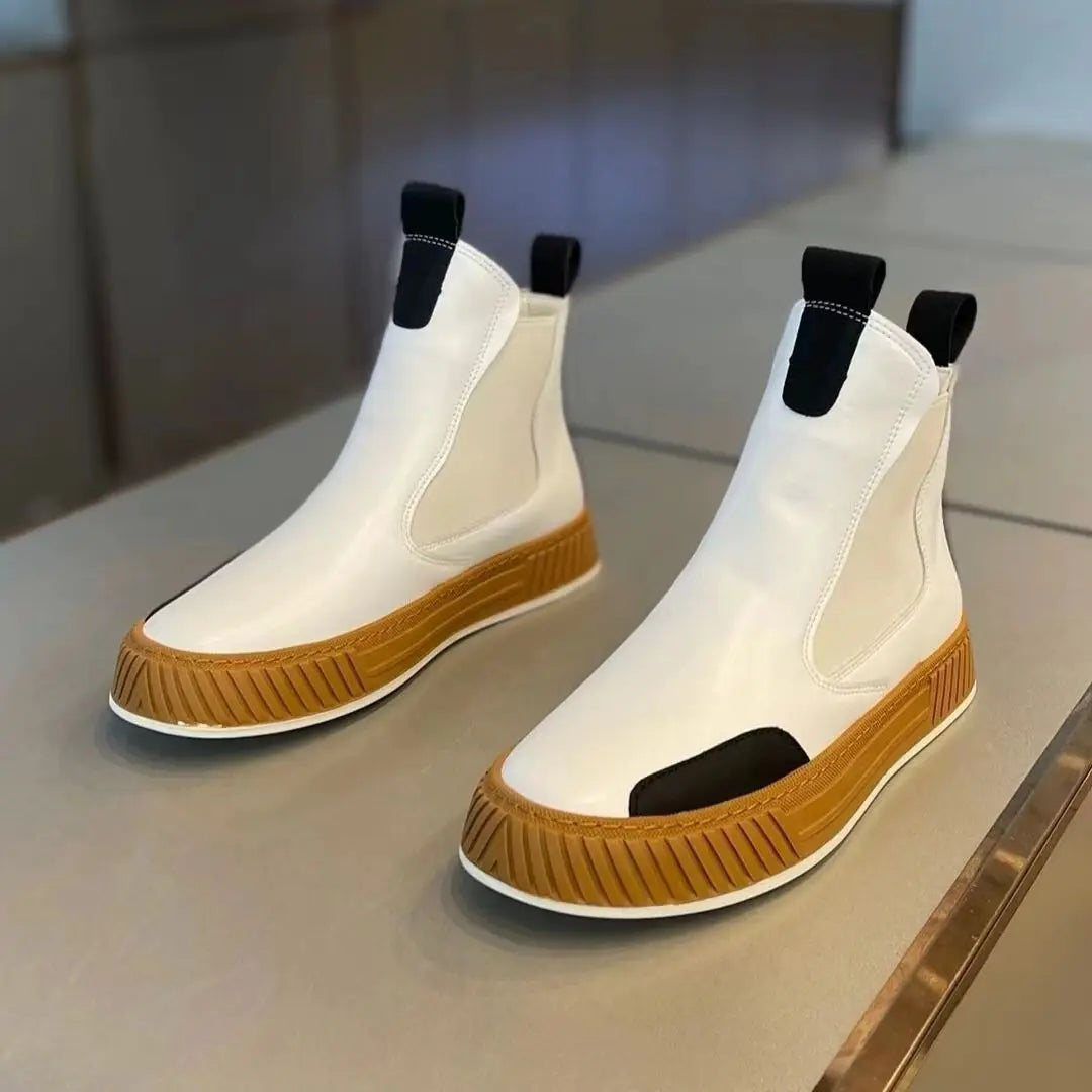 High Top Sneaker Men Winter Plush Snow Boot Fashion Casual Nubuck/Microfiber Leather Upper Height Increased Platform Board Shoes