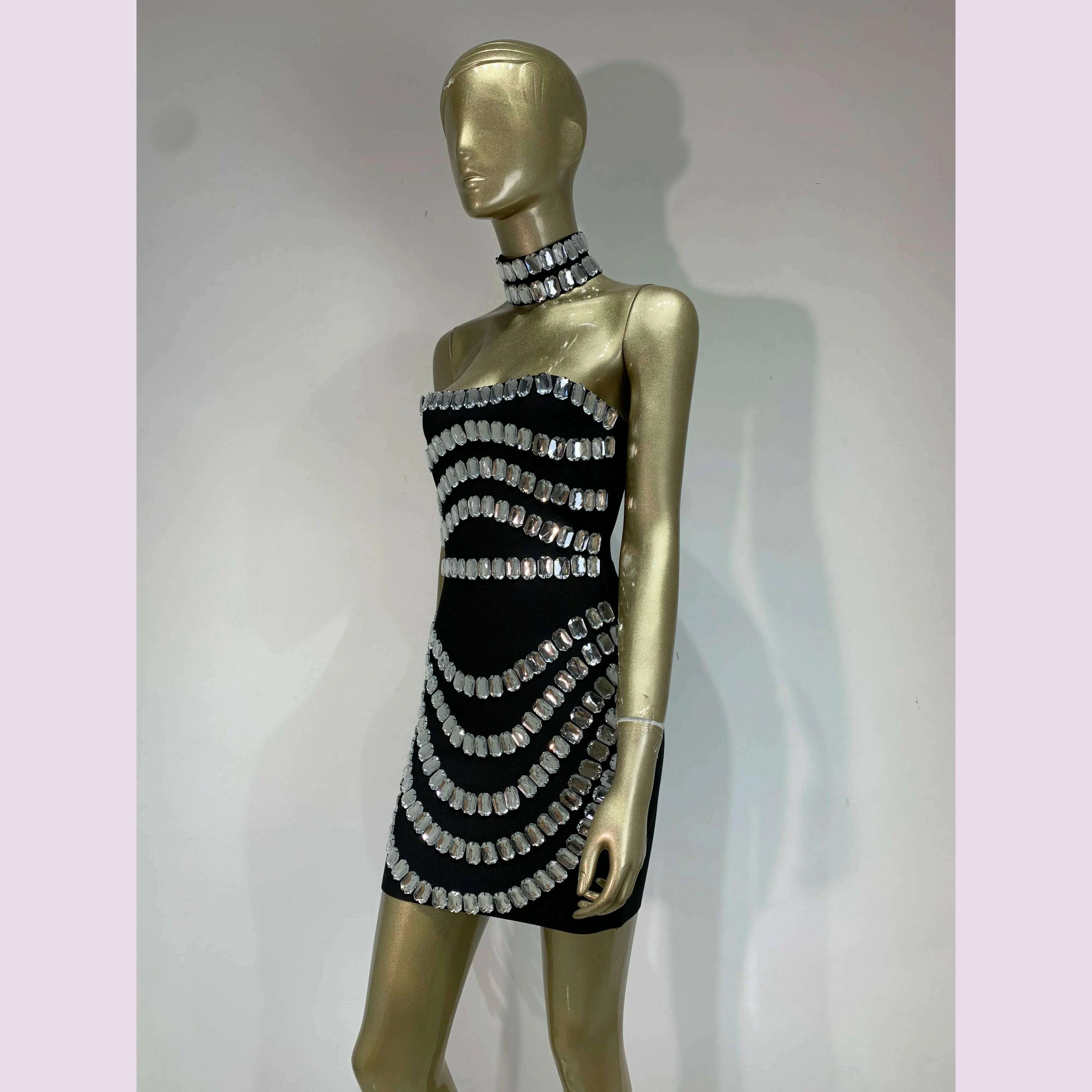 brand-new-ins-2025-women-black-strapless-crystal-bandage-bodycon-dress-designer-collar-elegant-mini-evening-party-dress-vestido-kimlud-kimlud-33913177