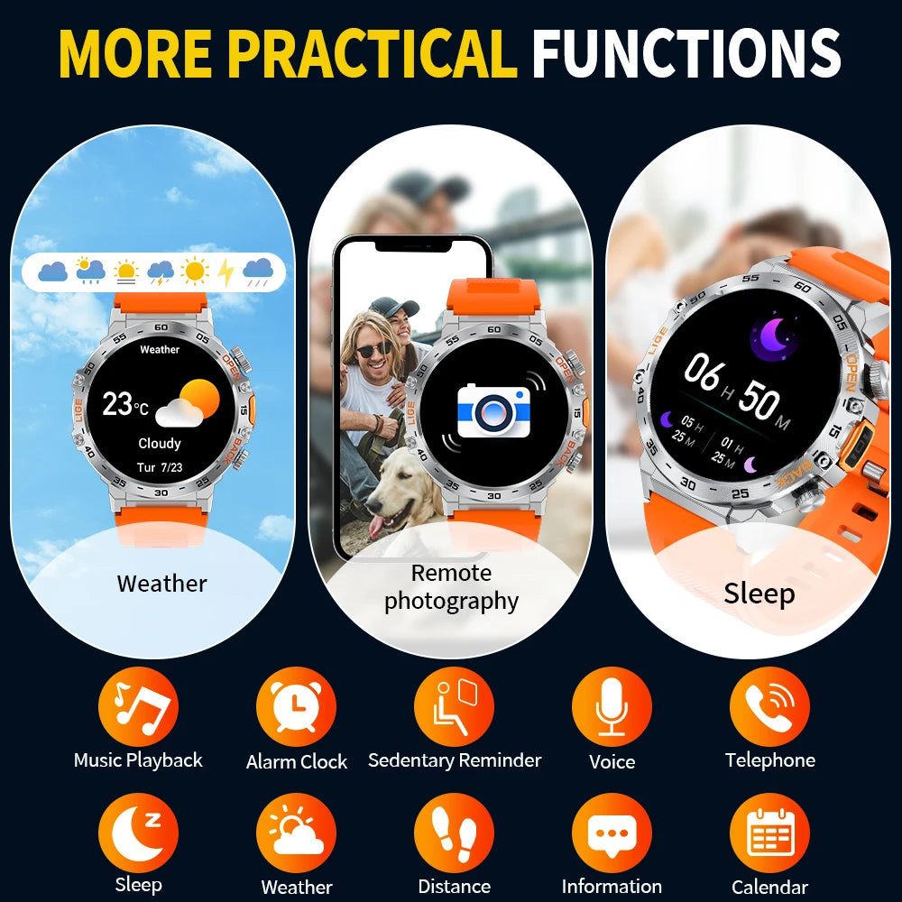 LIGE 2025 Smart Watch Men Sport Watches LED Flashlight 360*360 Ultra HD Screen Waterproof Fitness Bluetooth Call Men Smartwatch